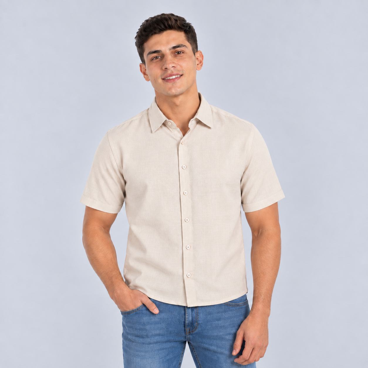 Camisa hombre crema