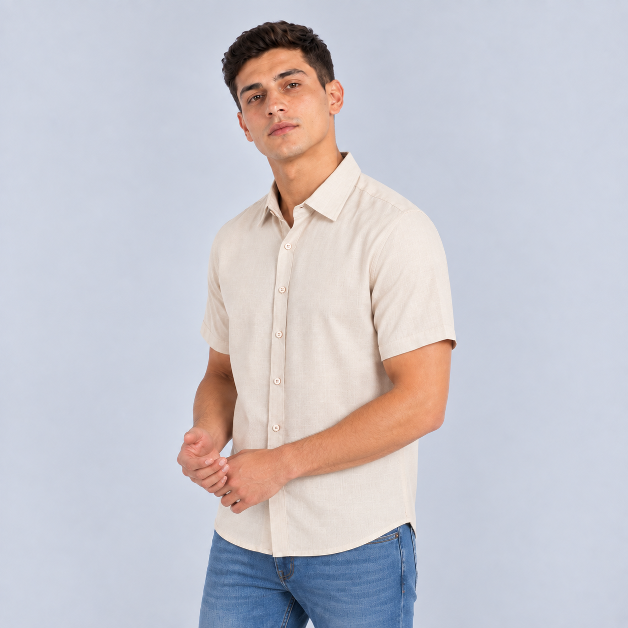 Camisa hombre crema