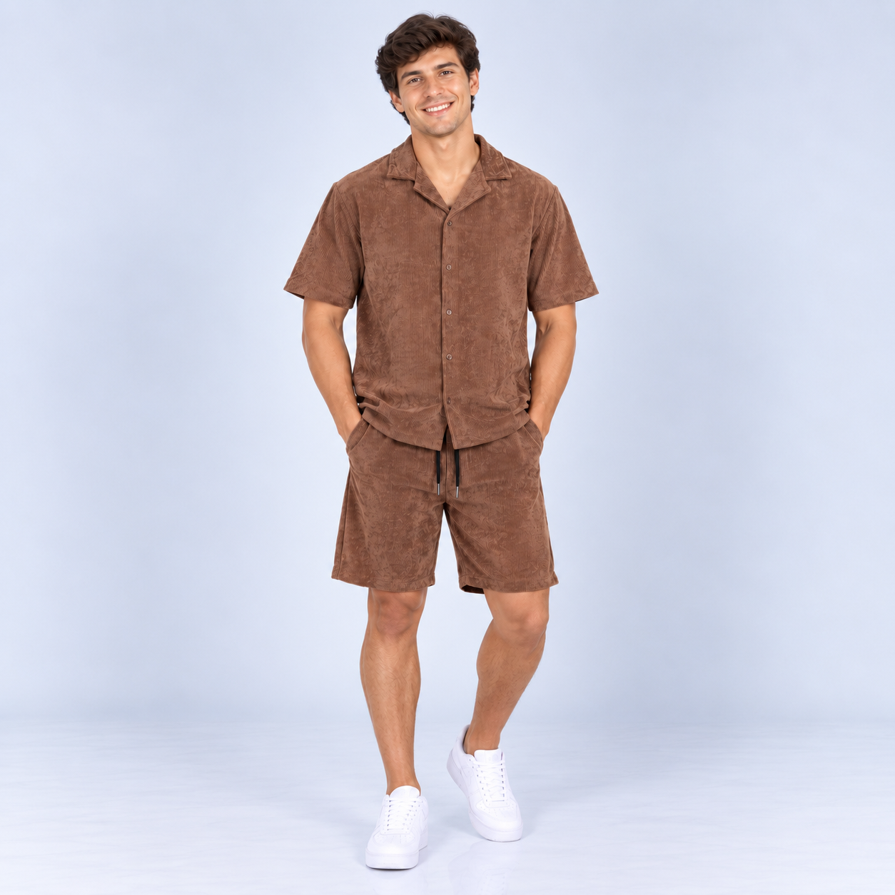 Conjunto hombre textura cafe