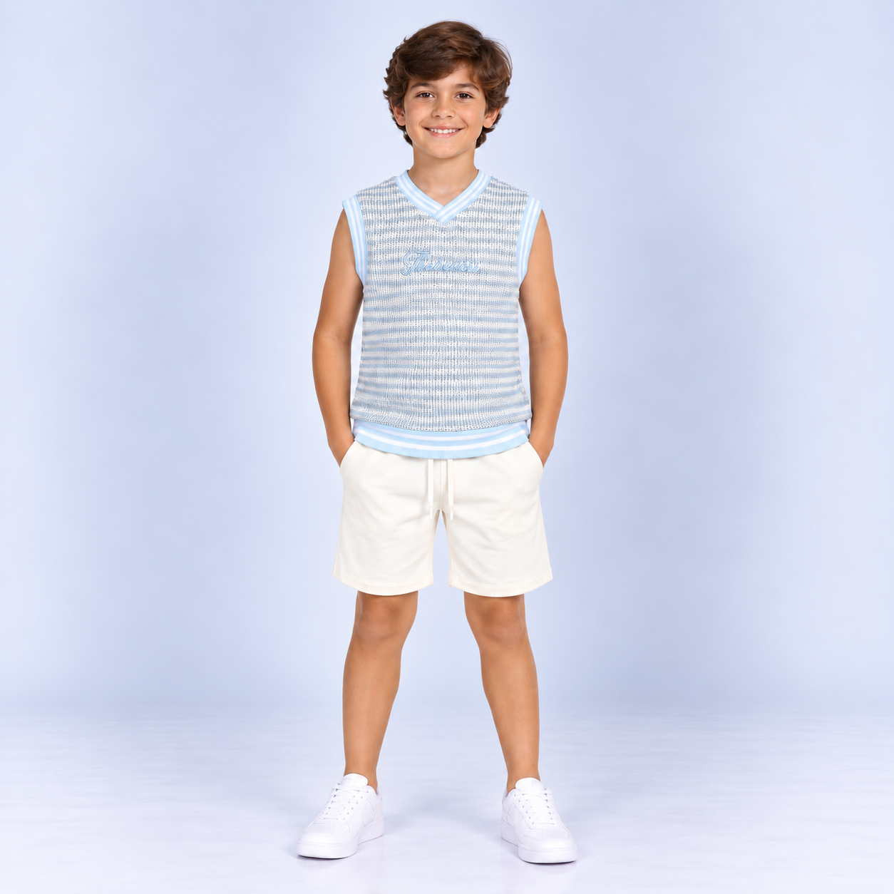 Conjunto niño chaleco azul