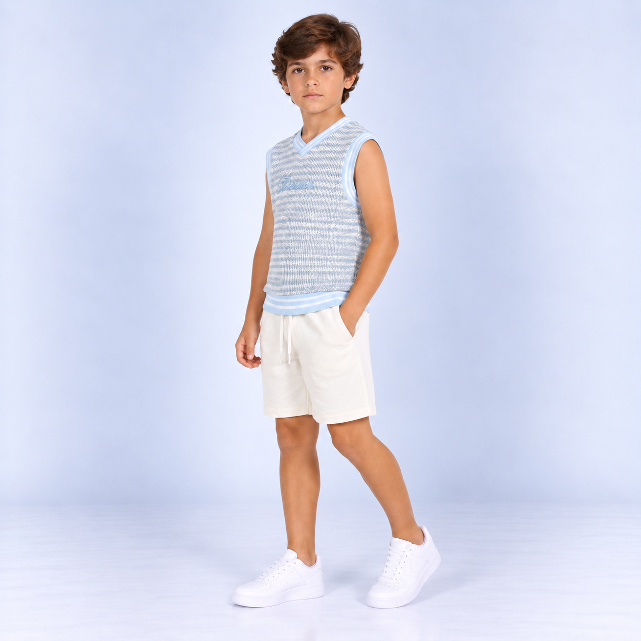 Conjunto niño chaleco azul