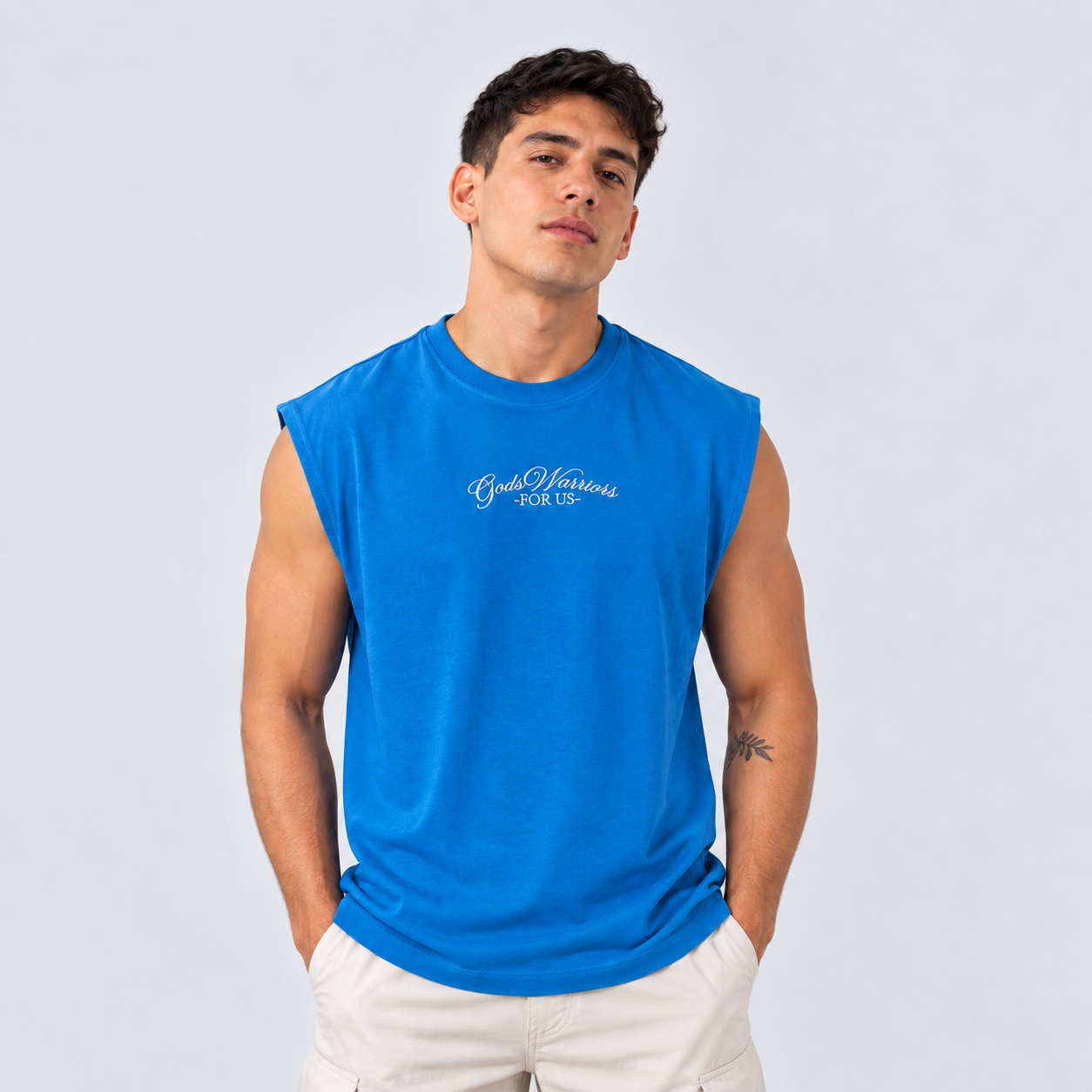 Camisilla hombre bordada azul Style