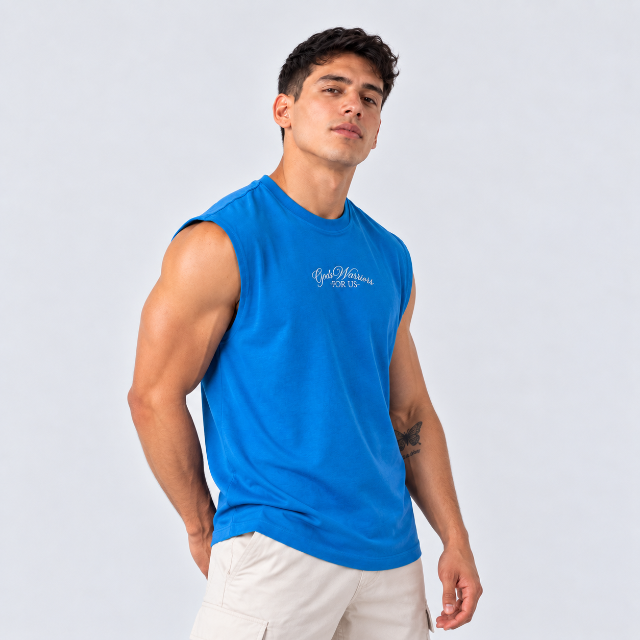 Camisilla hombre bordada azul Style
