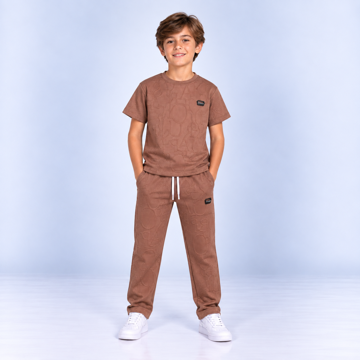Conjunto niño Textura caoba