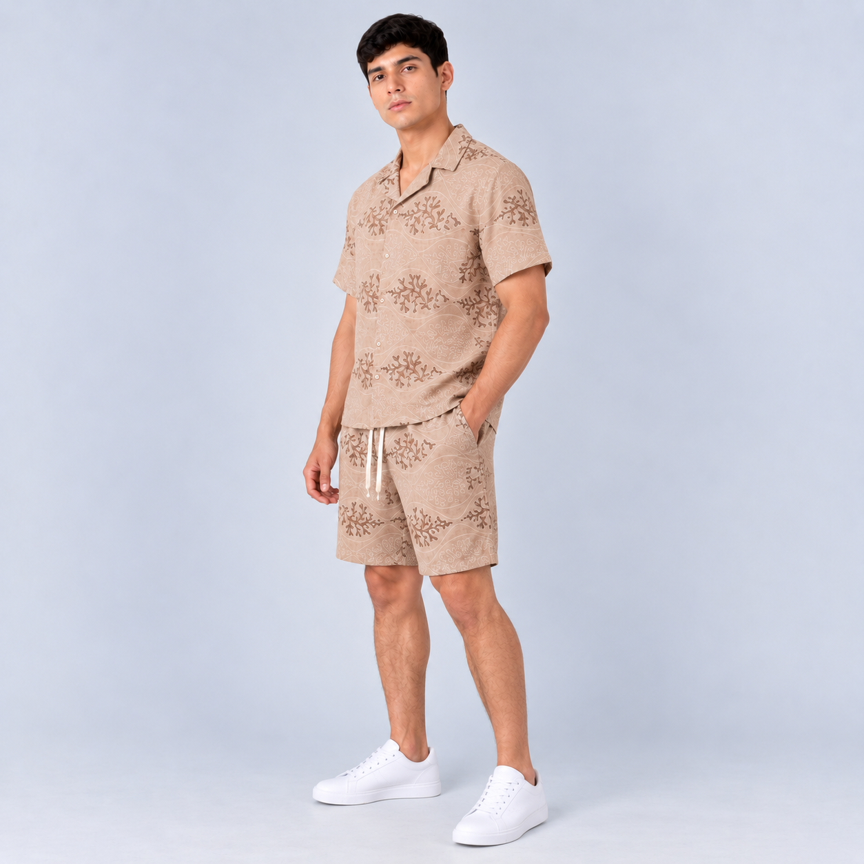 Conjunto hombre aura floral camel