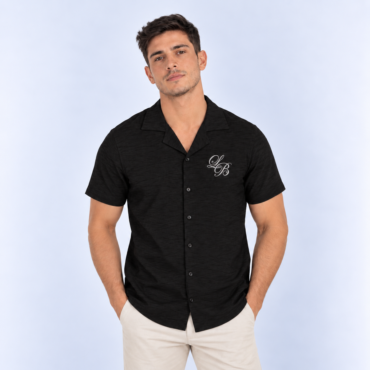 Camisa hombre textura y bordado