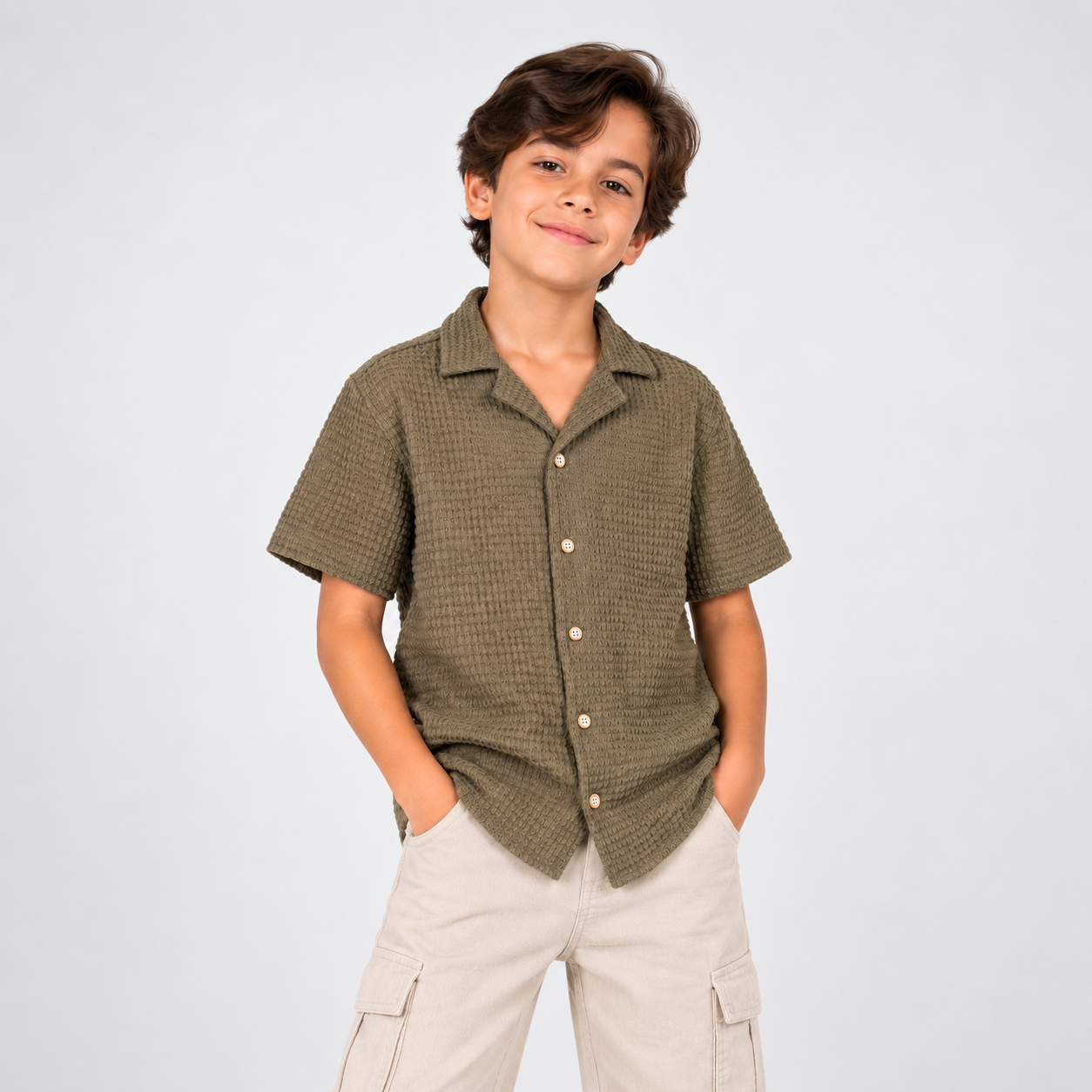 Camisa niño textura verde