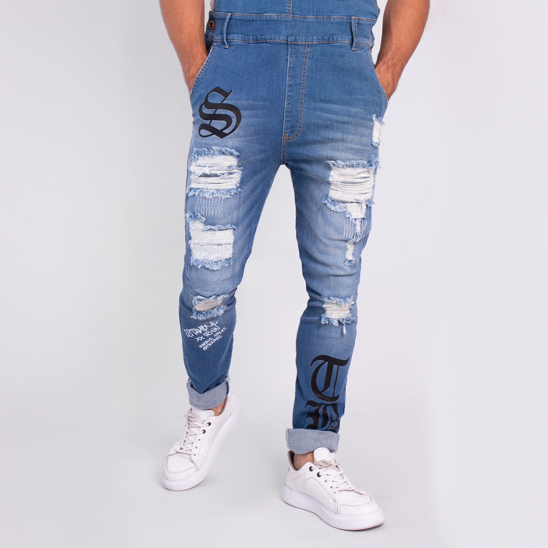 Overol hombre azul medio