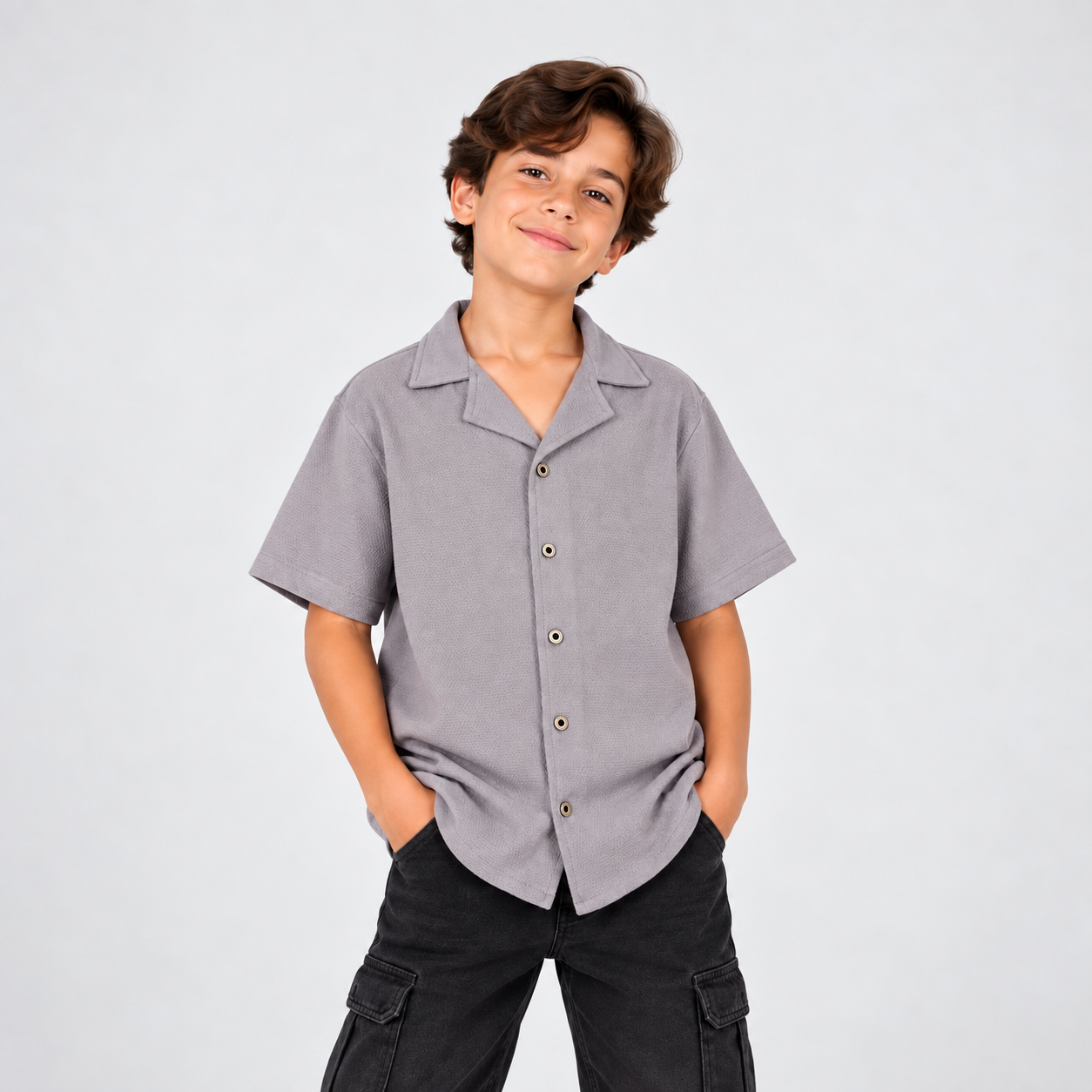 Camisa niño textura gris