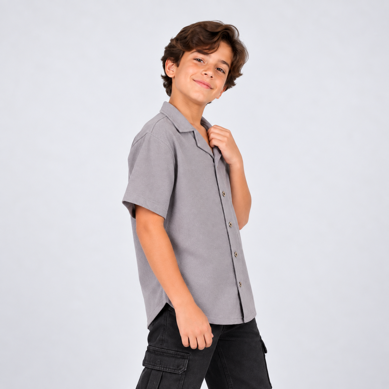 Camisa niño textura gris