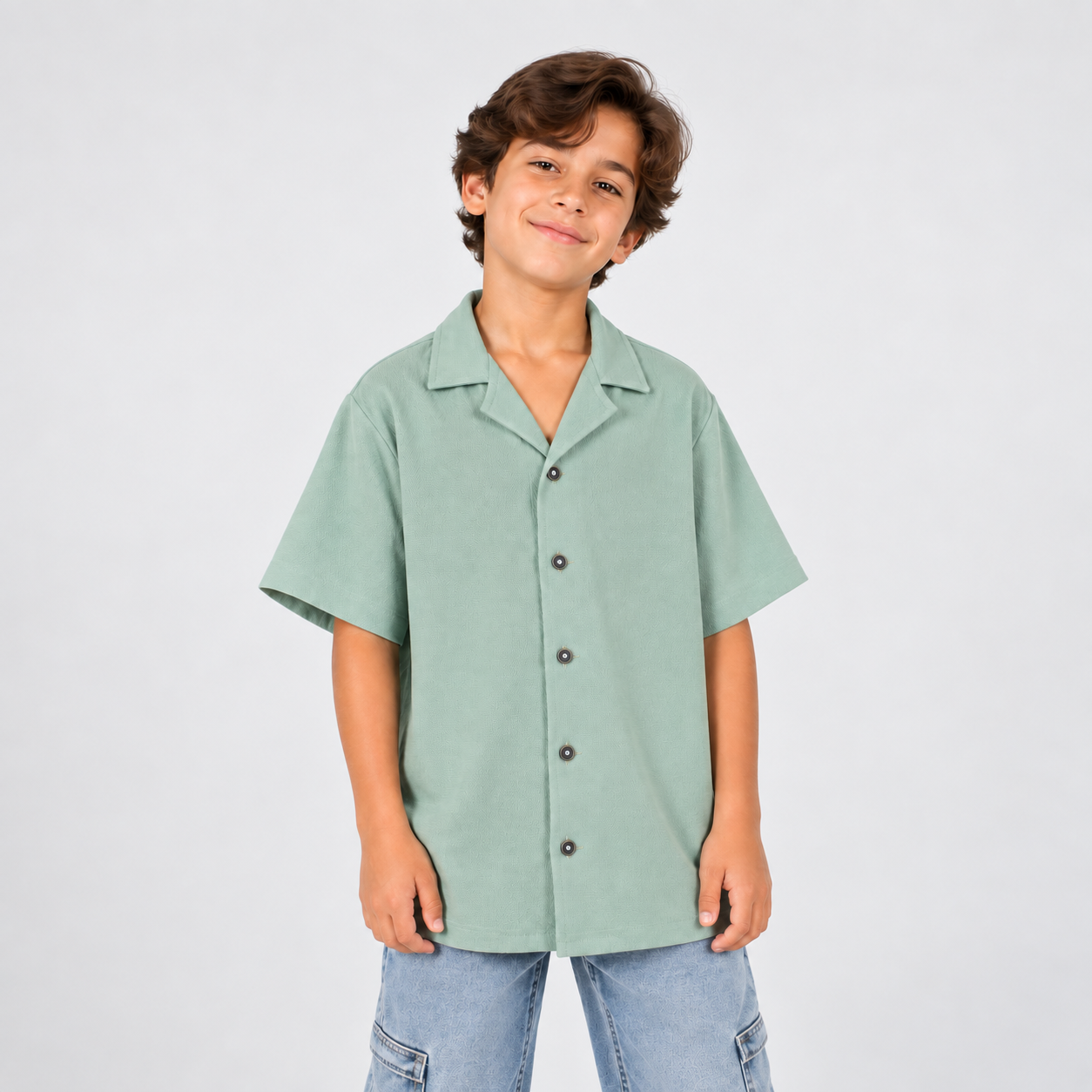 Camisa niño textura verde