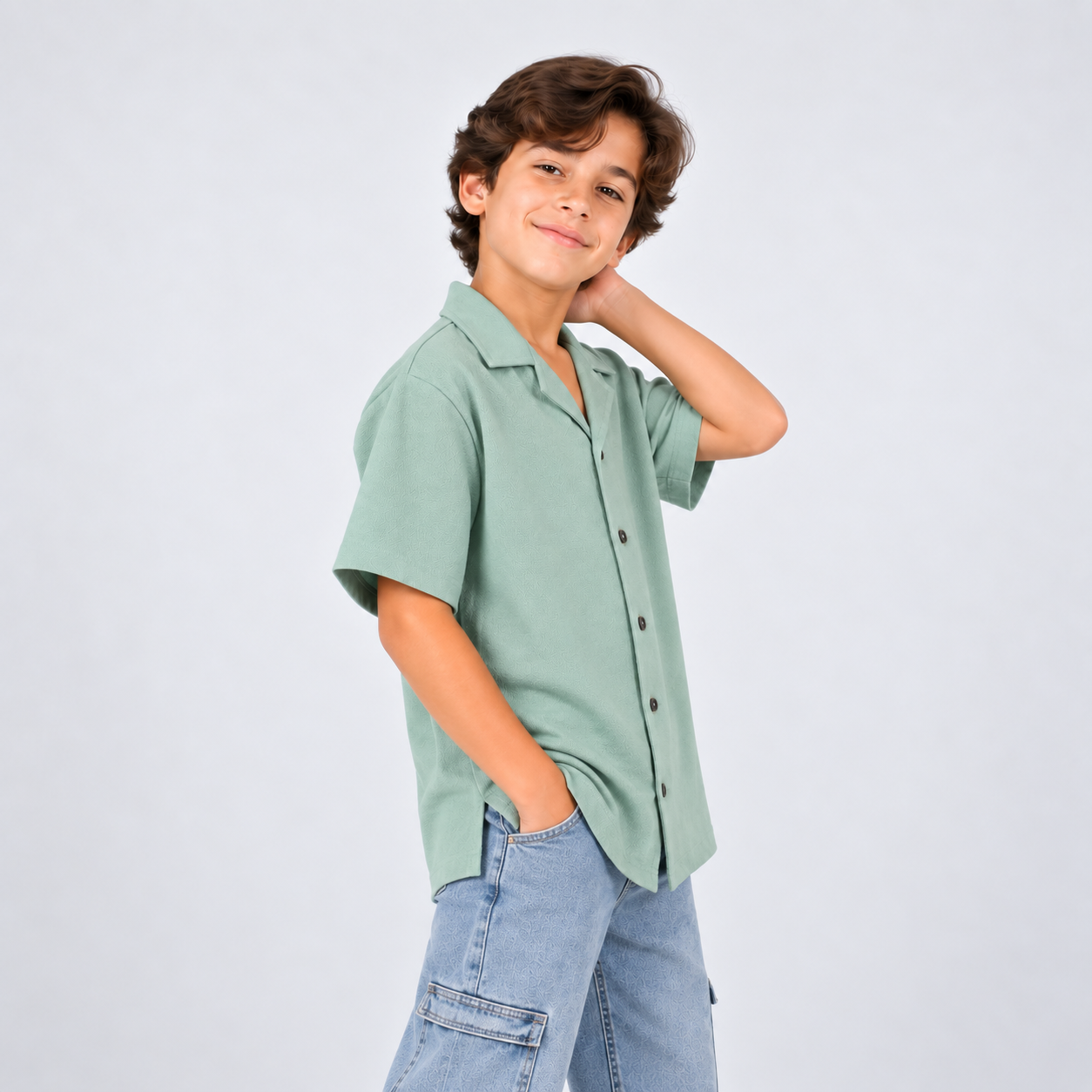 Camisa niño textura verde