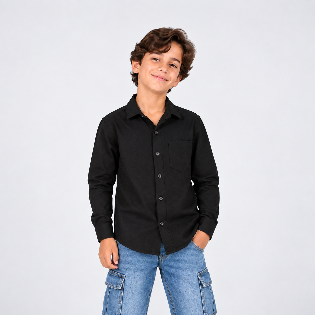 Camisa niño Ml textura negra