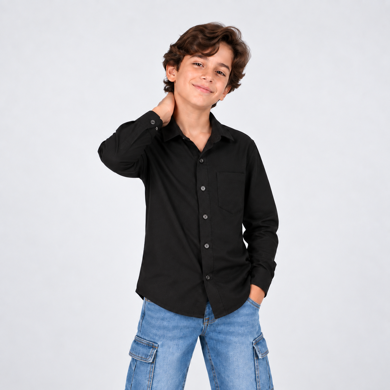 Camisa niño Ml textura negra