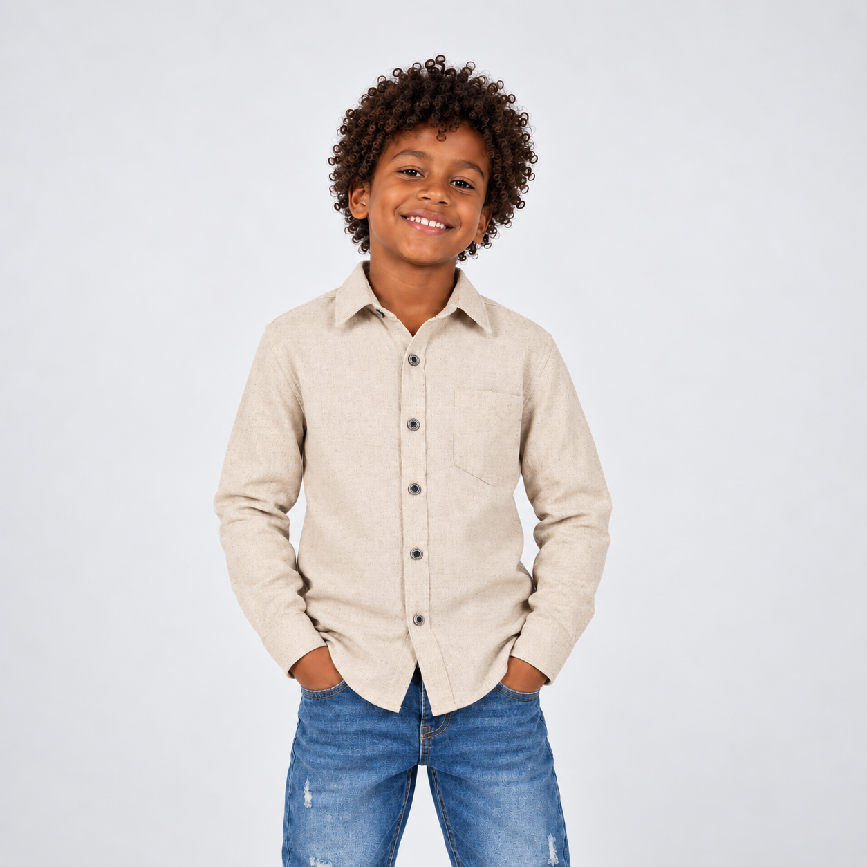 Camisa niño Ml textura beige