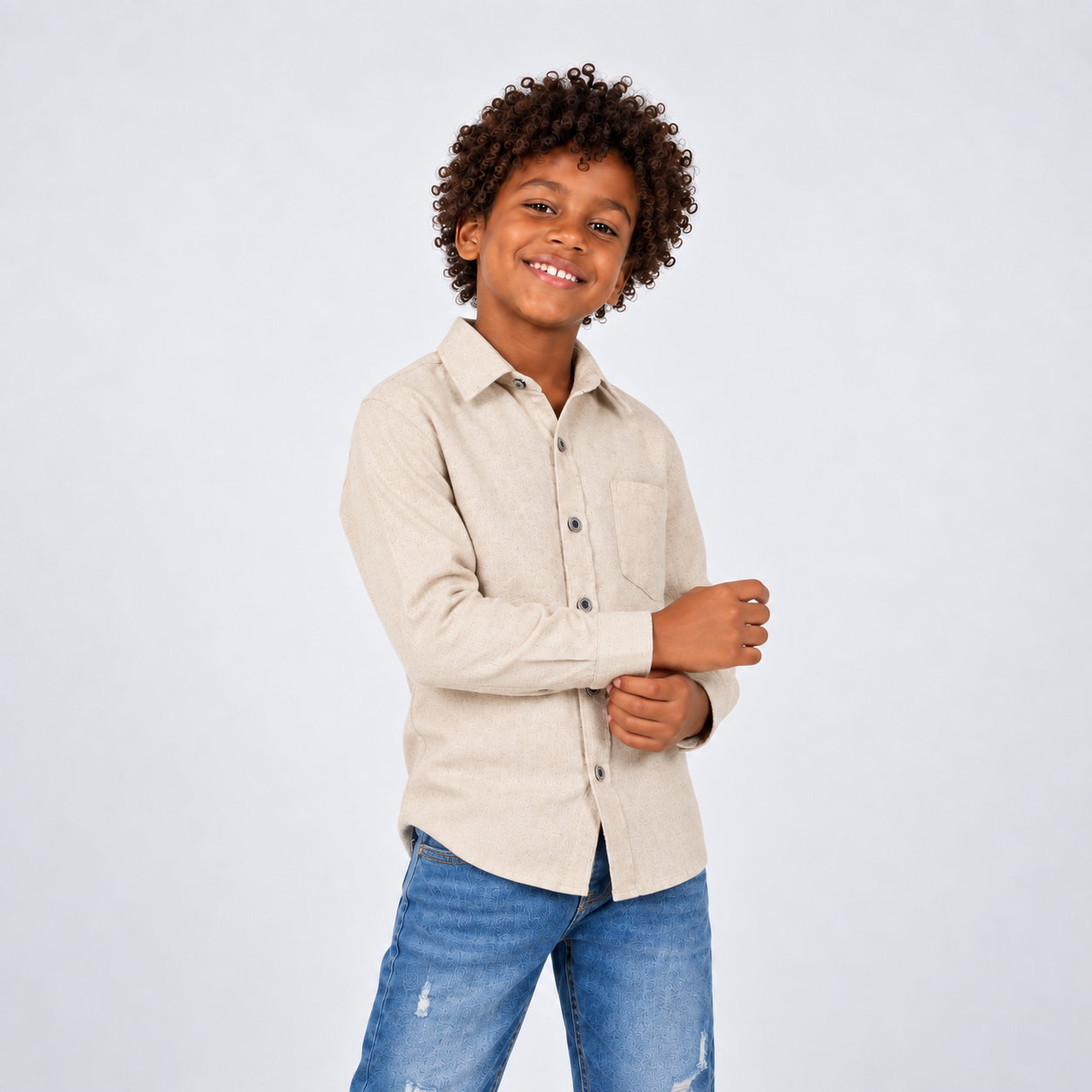Camisa niño Ml textura beige