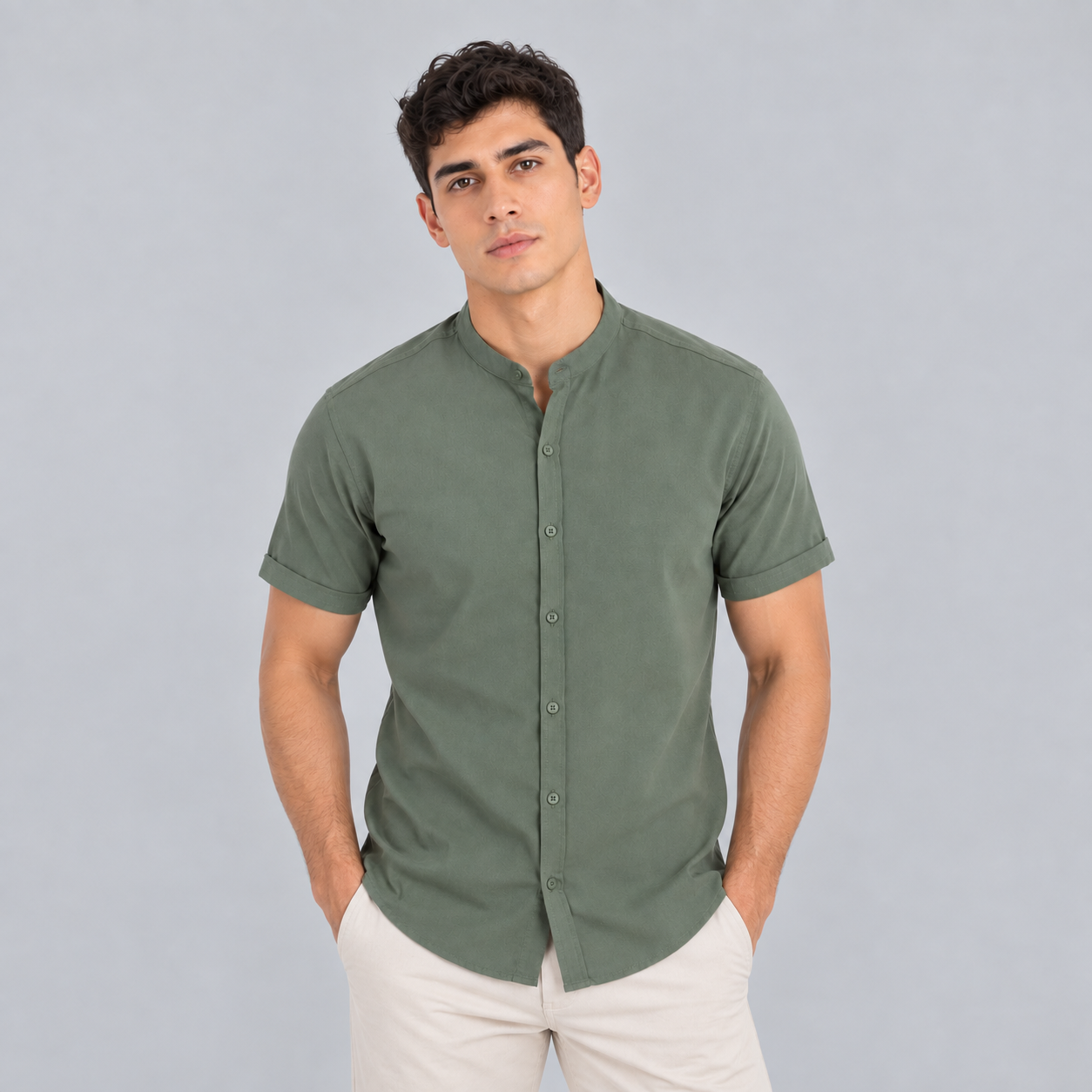 Camisa hombre basica verde
