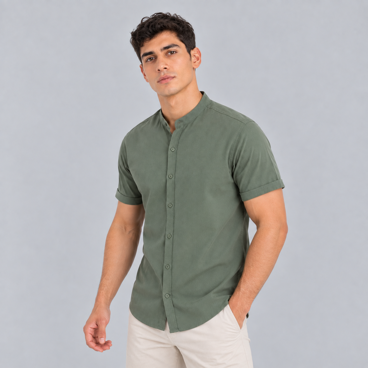 Camisa hombre basica verde