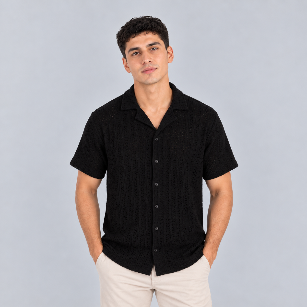 Camisa hombre boxy negra