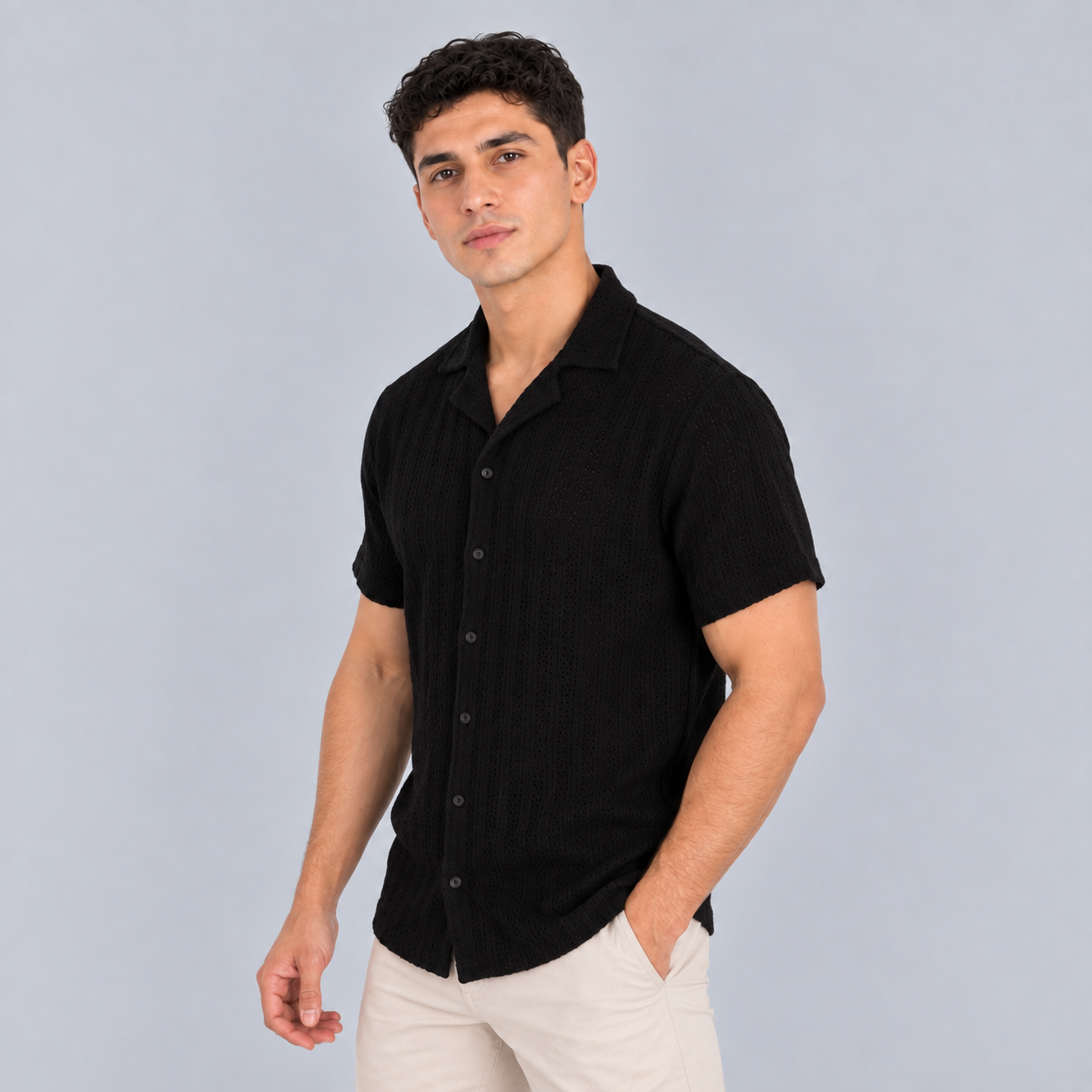Camisa hombre boxy negra