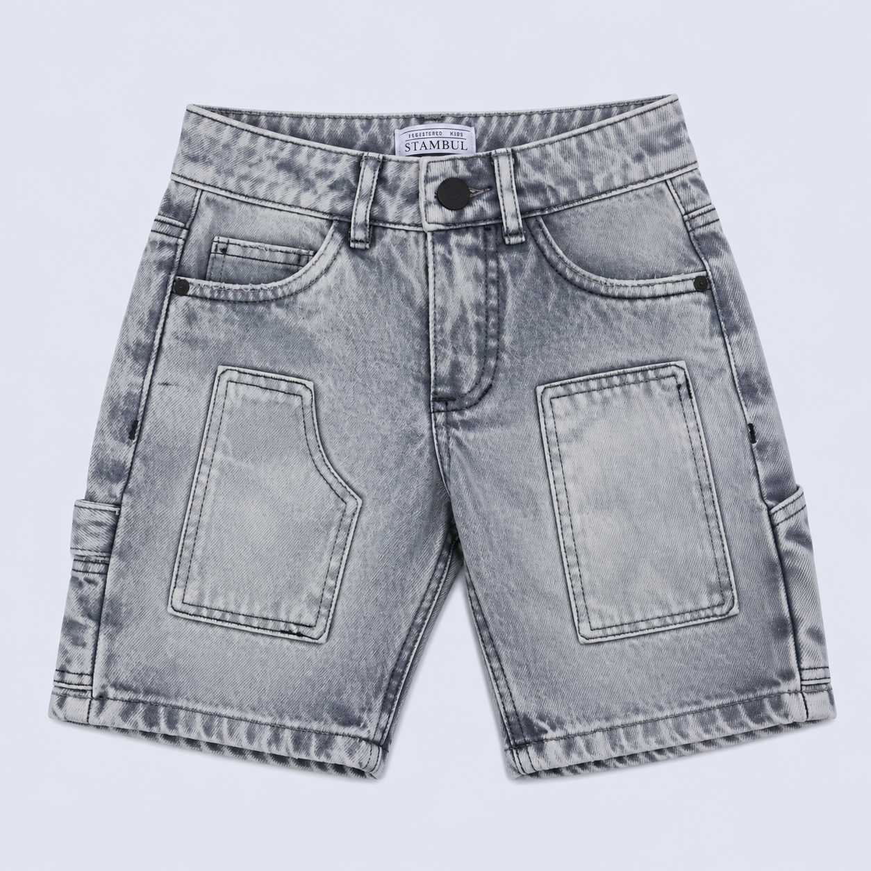 Bermuda niño bolsillos gris