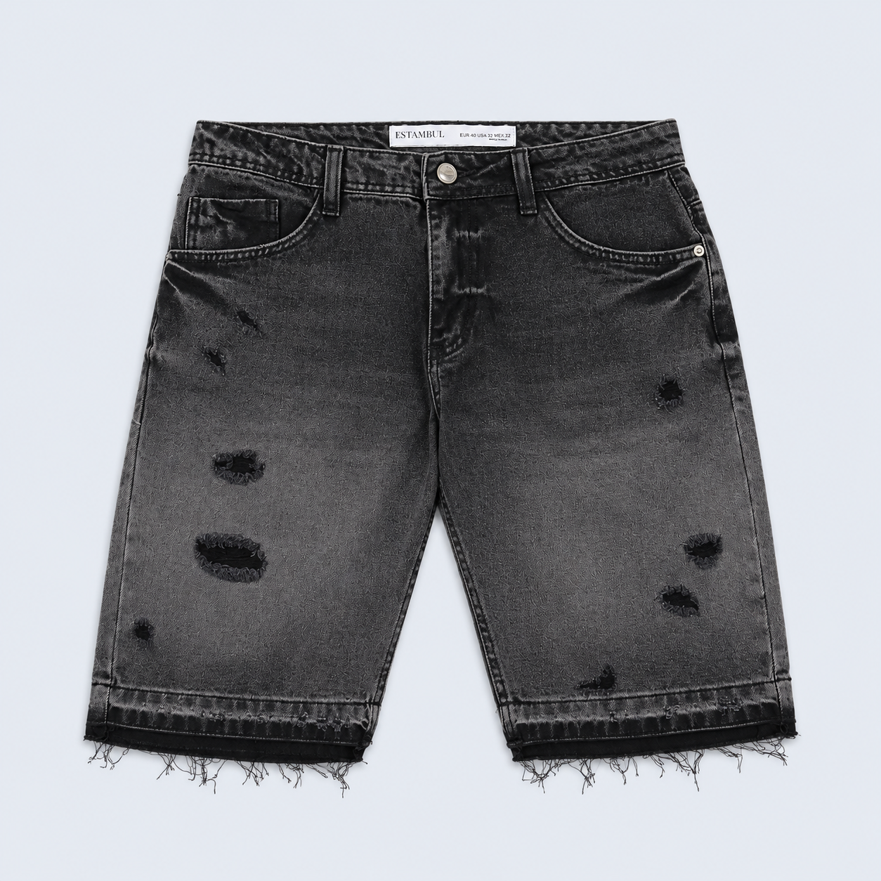Bermuda hombre rígida desmechada gris