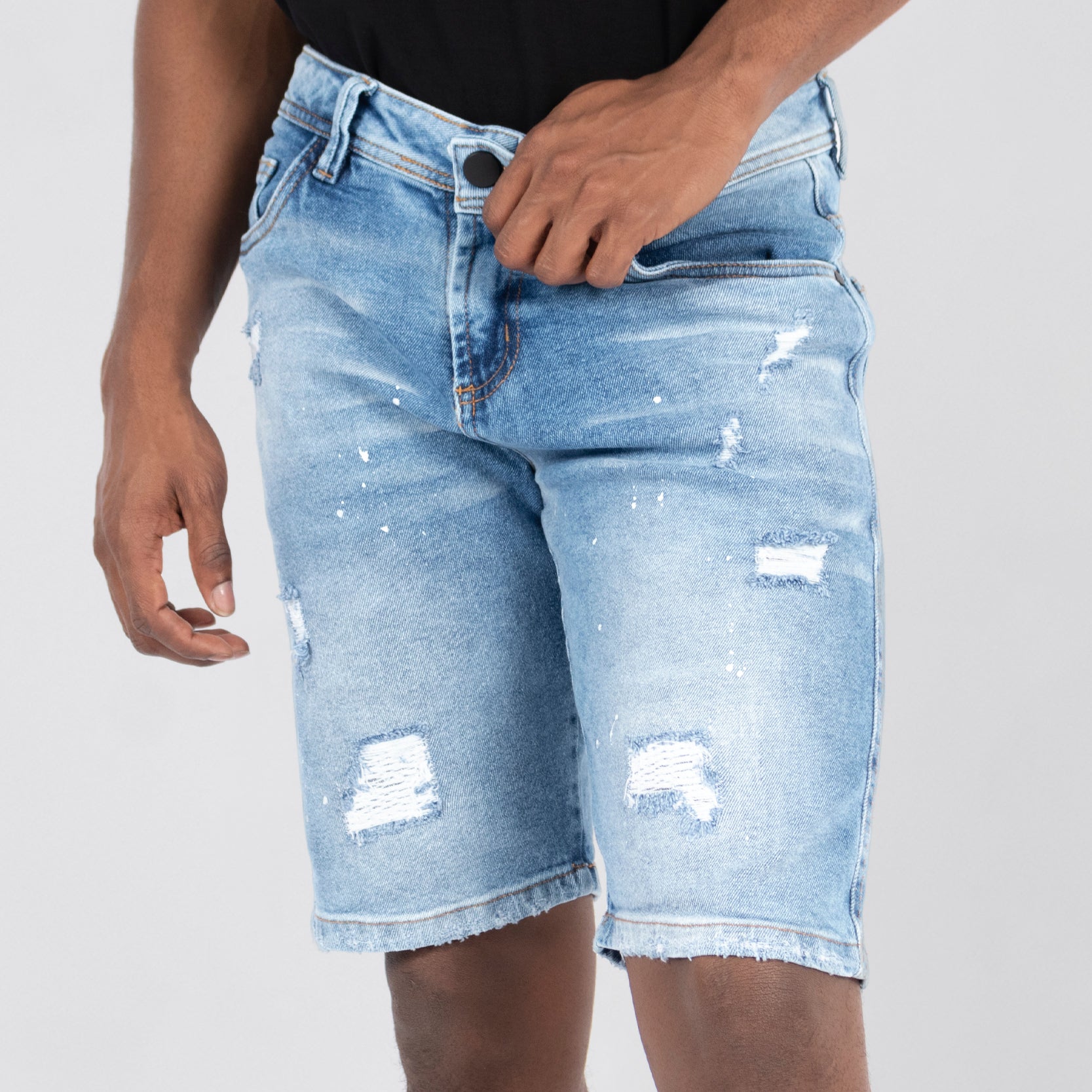 Bermuda hombre  azul medio con rotos