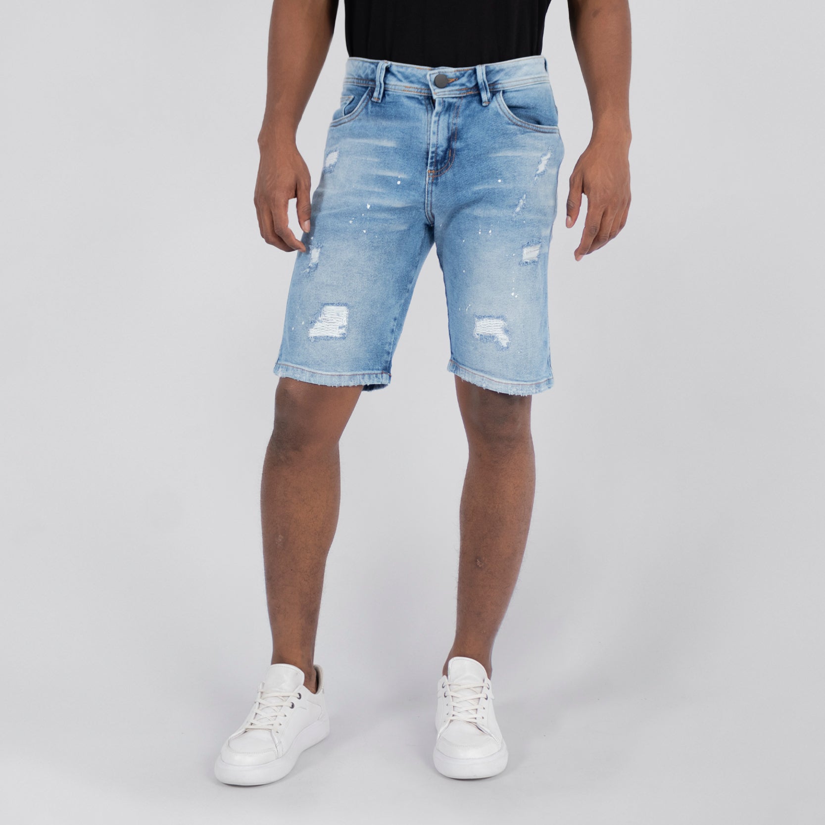 Bermuda hombre  azul medio con rotos