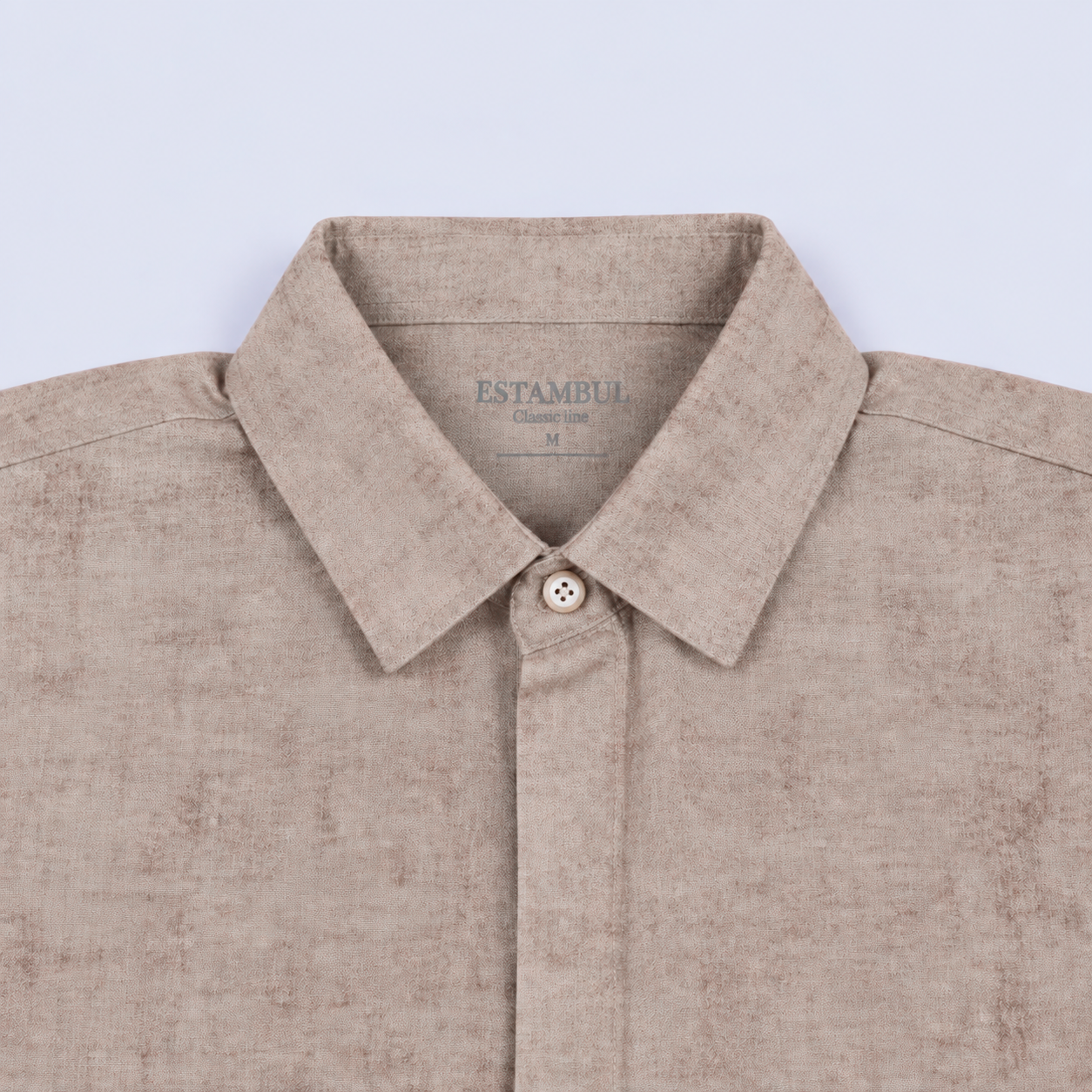 Camisa hombre cuello alto beige