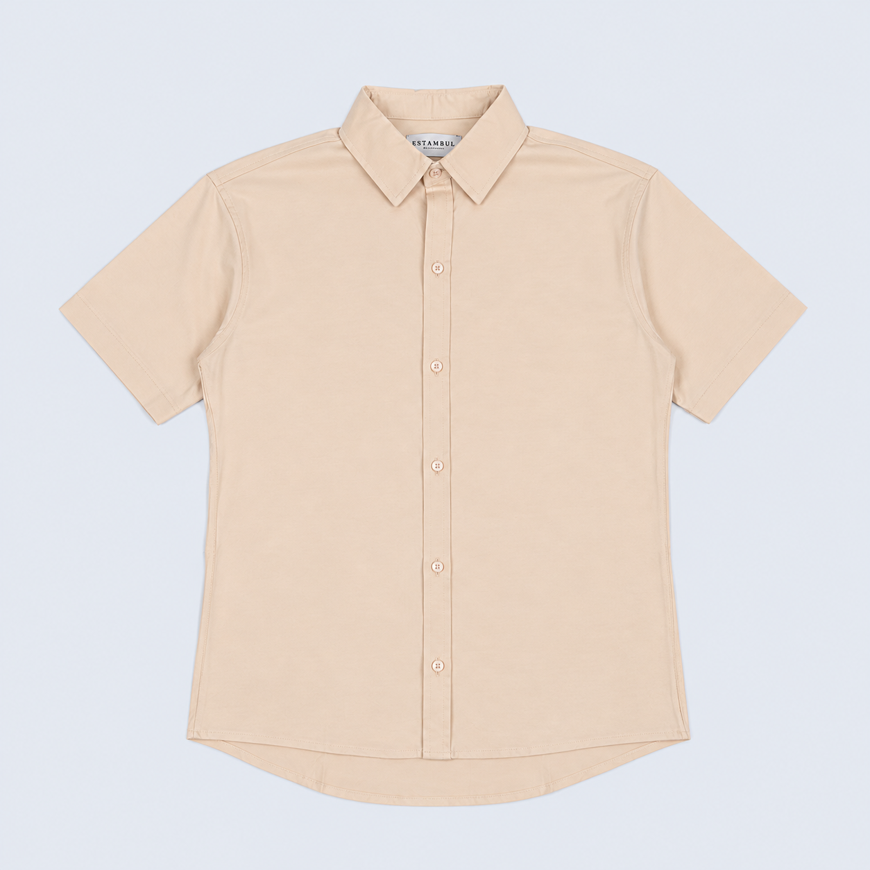 Camisa hombre cuello alto beige