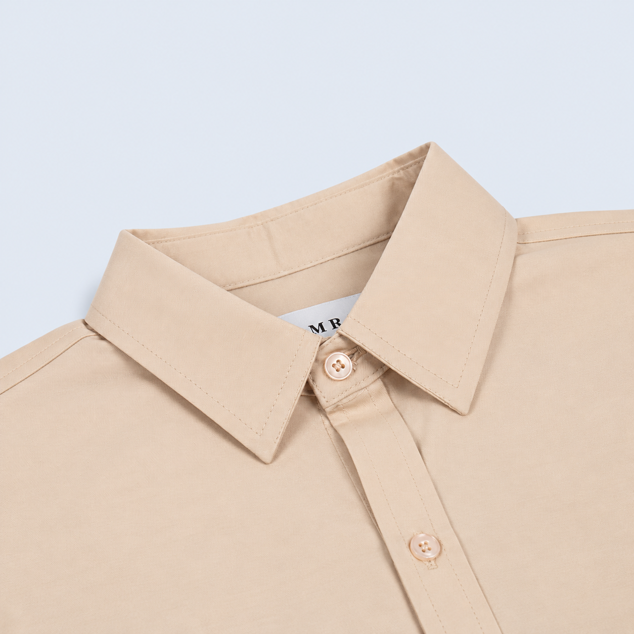 Camisa hombre cuello alto beige