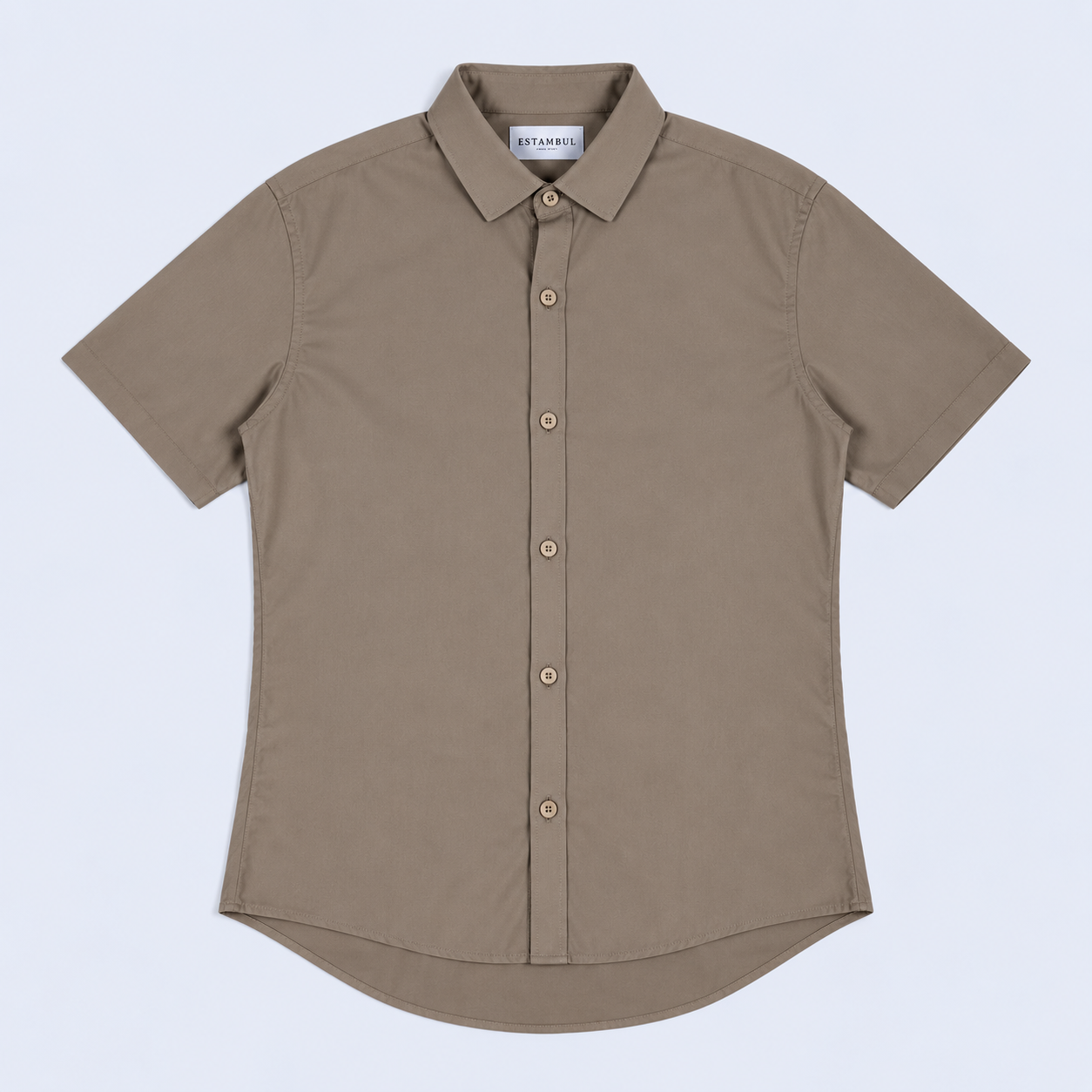 Camisa hombre cuello alto cafe