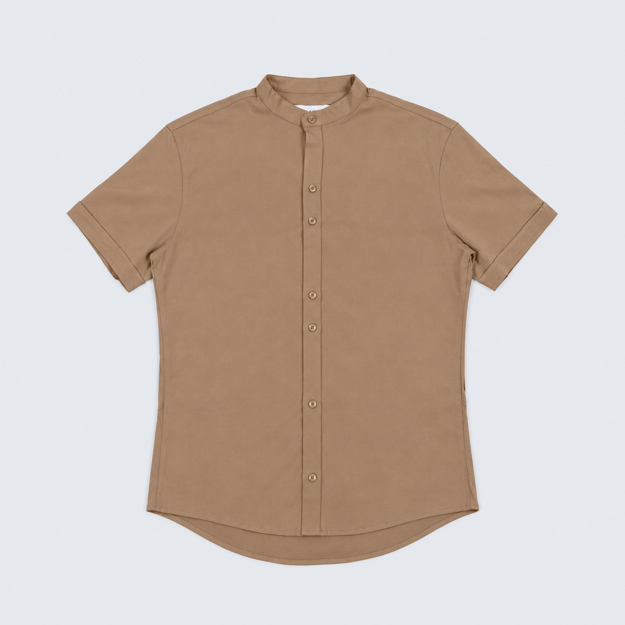 Camisa hombre cuello neru cafe
