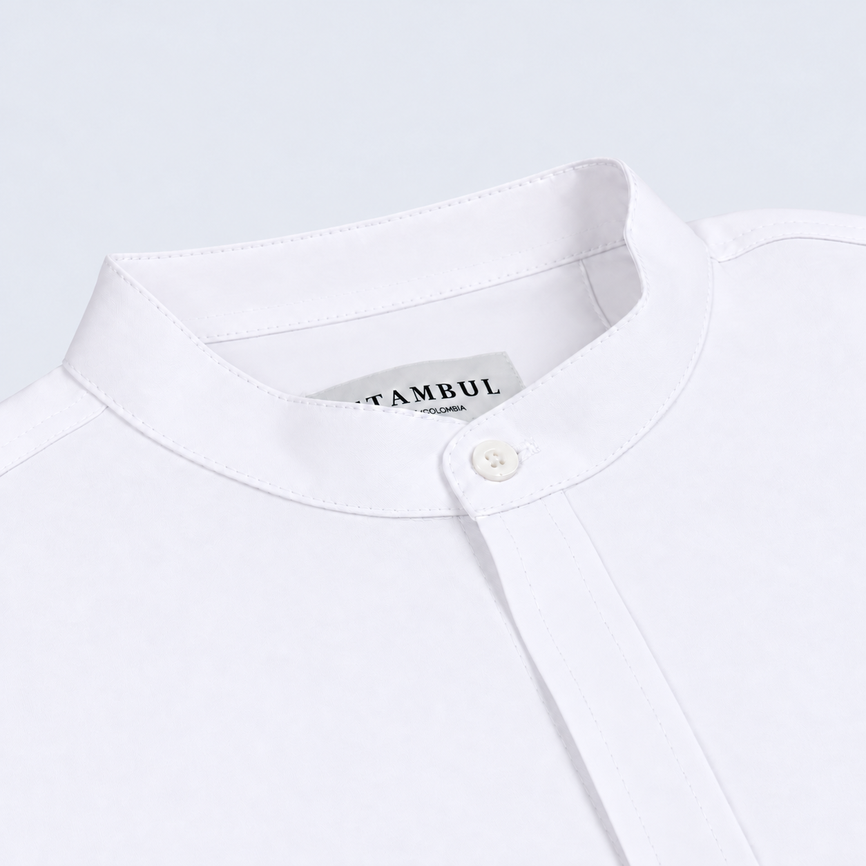Camisa hombre cuello neru blanca