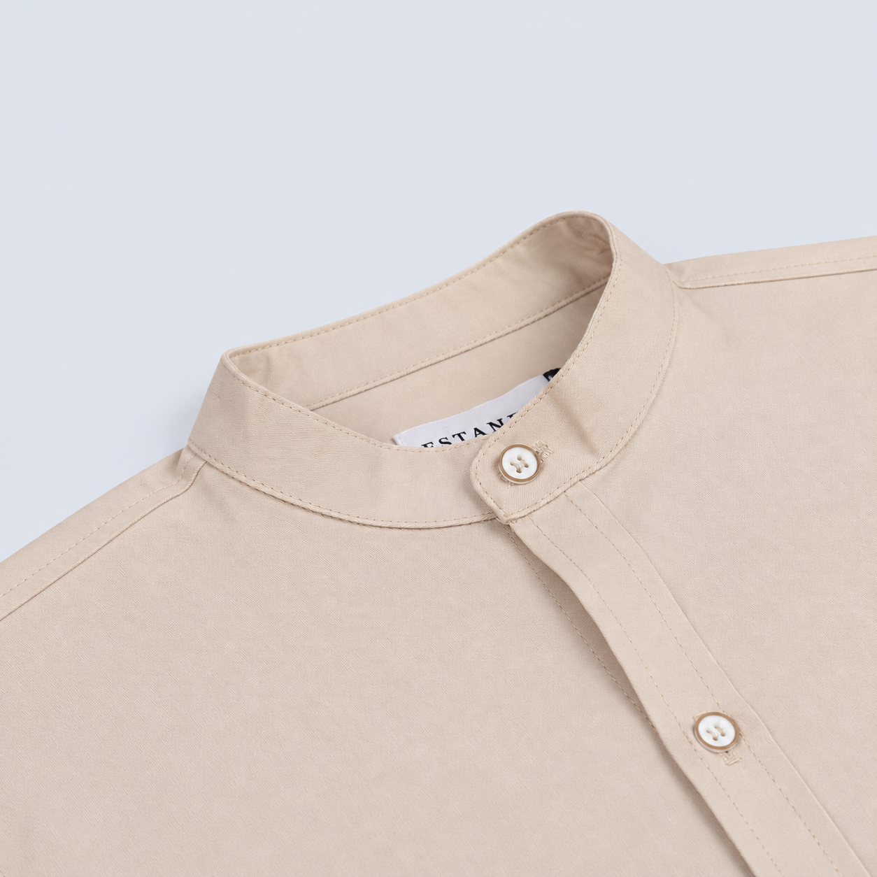 Camisa hombre cuello neru camel
