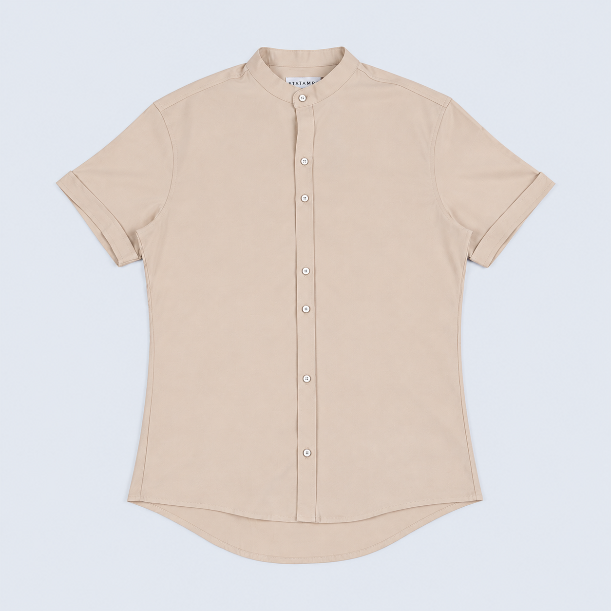 Camisa hombre cuello neru camel