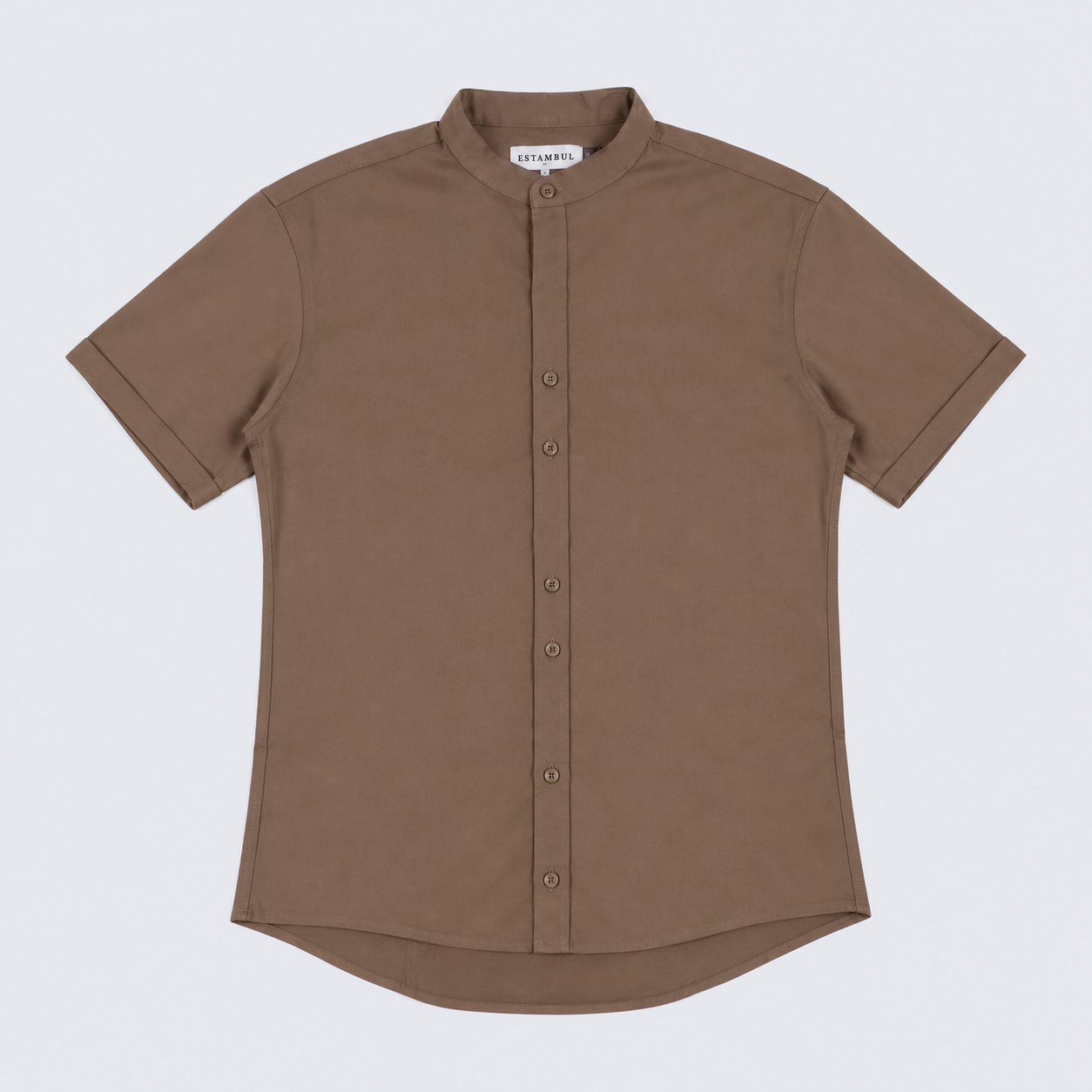 Camisa hombre cuello neru chocolate