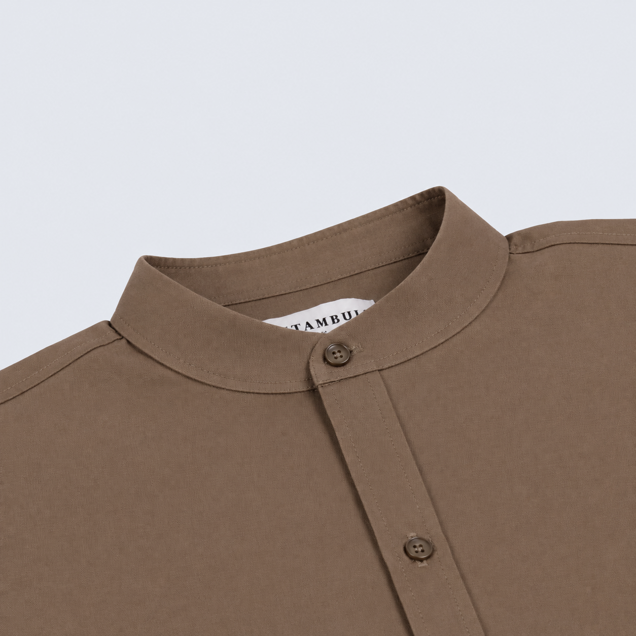 Camisa hombre cuello neru chocolate