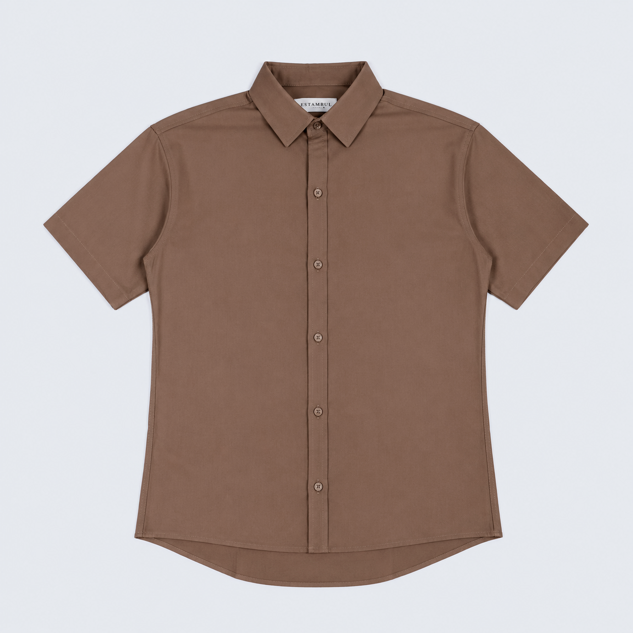 Camisa hombre cuello alto cafe