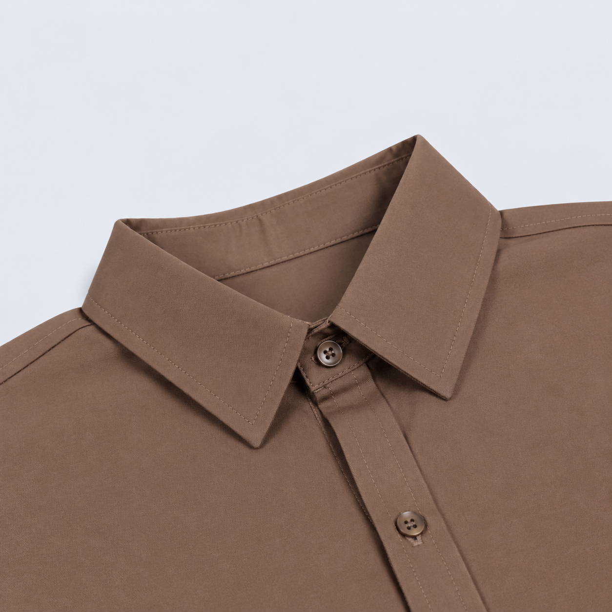Camisa hombre cuello alto cafe