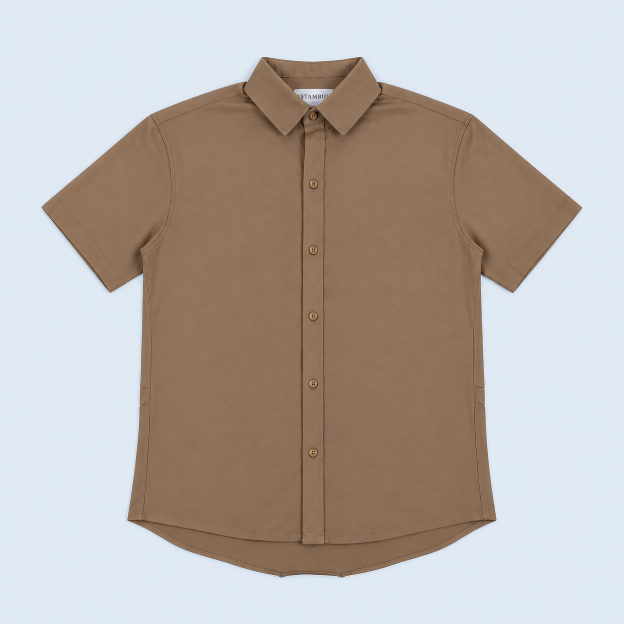 Camisa hombre cuello alto cafe