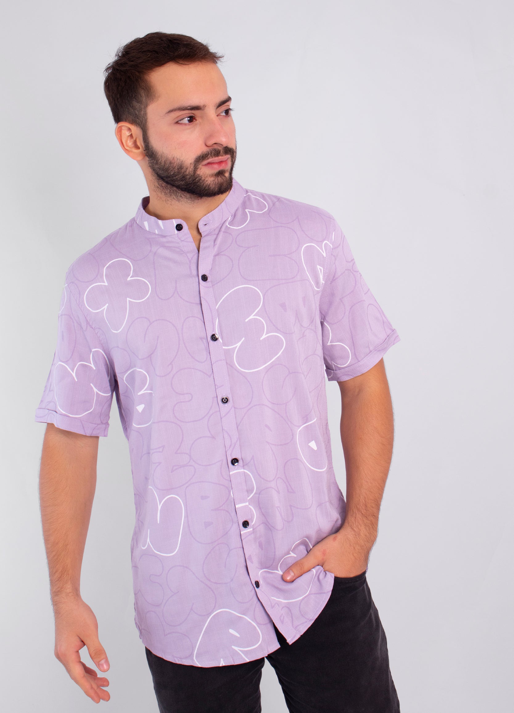 Camisa adulto lila letras