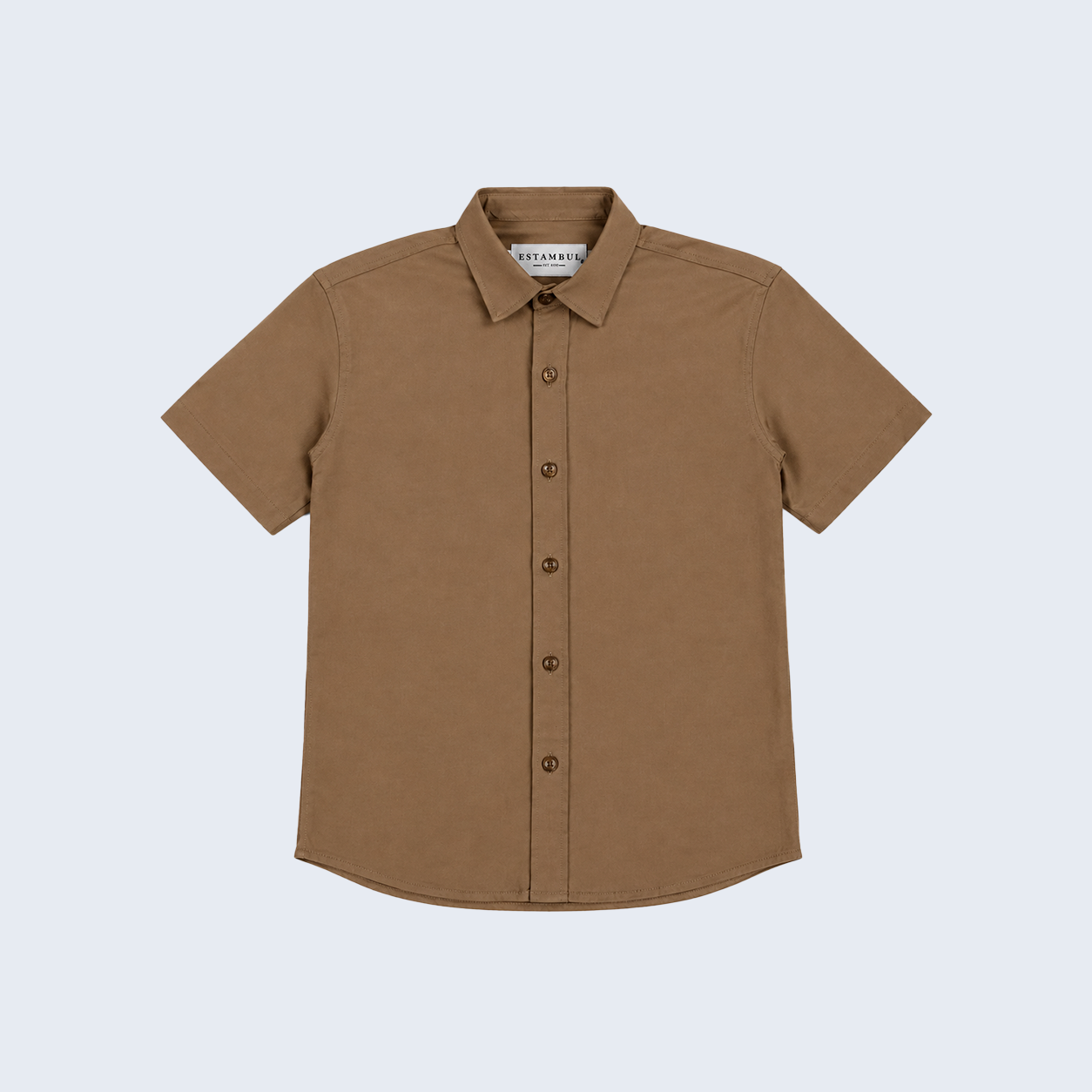 Camisa niño cuello alto cafe
