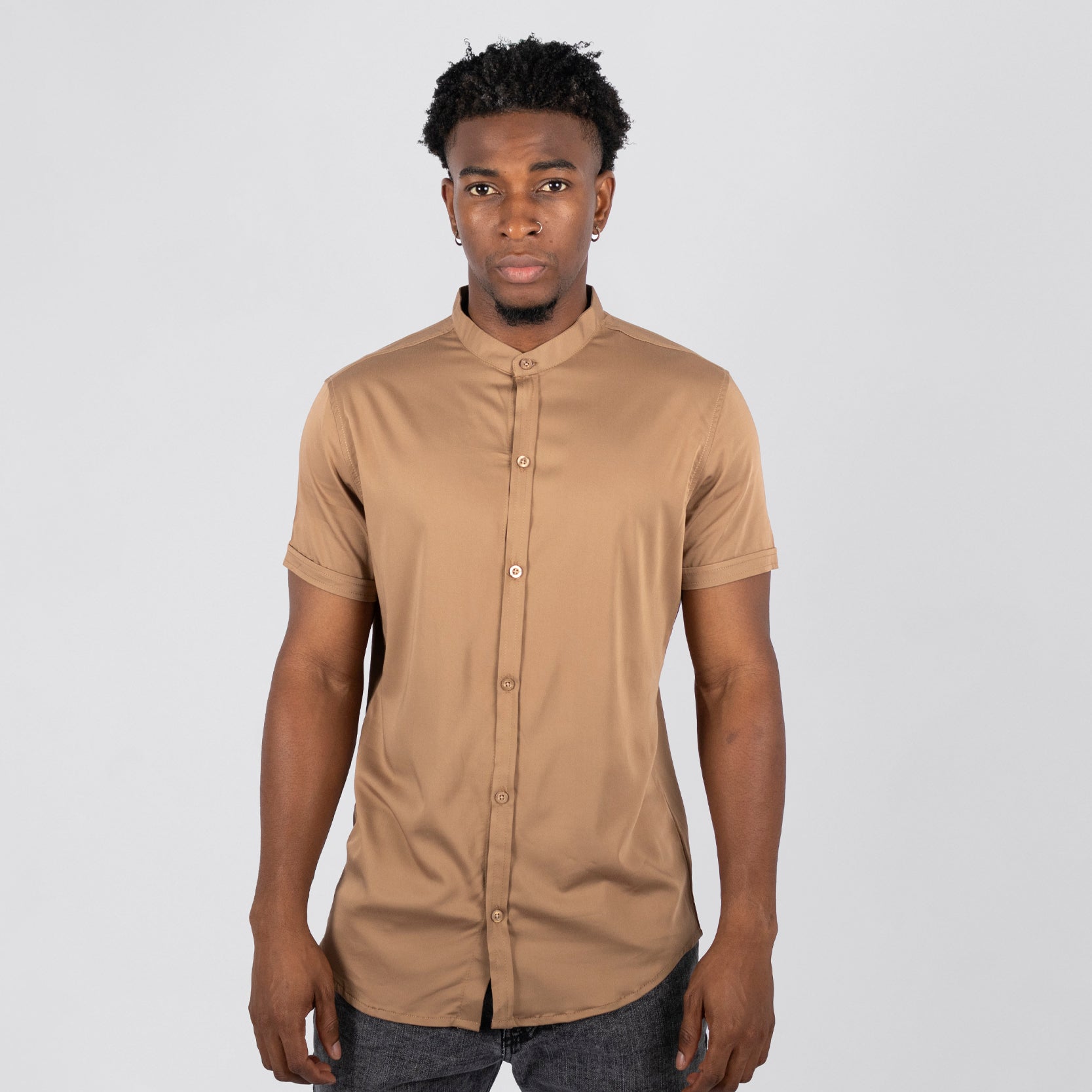 Camisa hombre basica camel