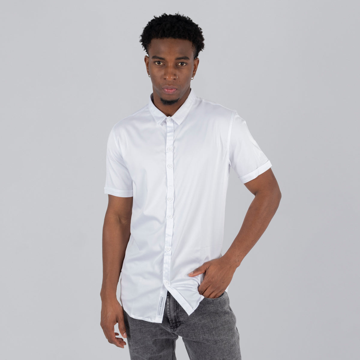 Camisa hombre basica blanca