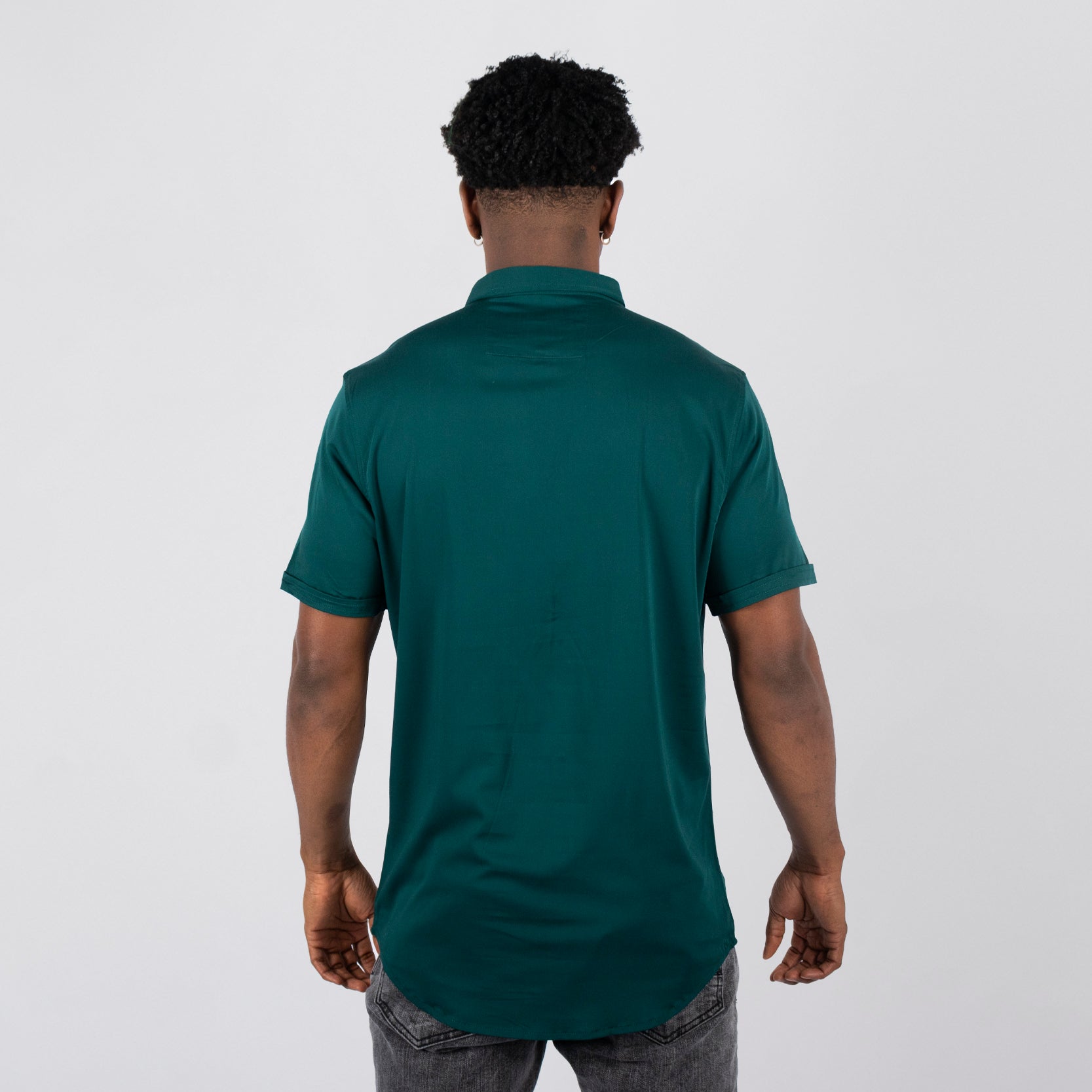 Camisa hombre basica cuello jade