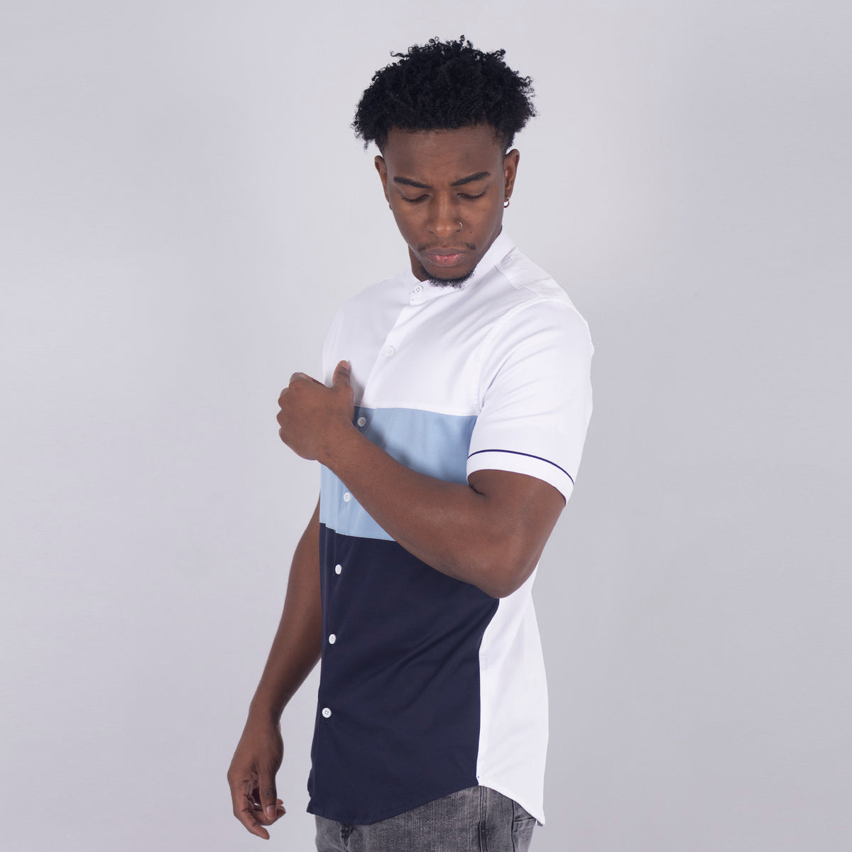 Camisa hombre corte azul