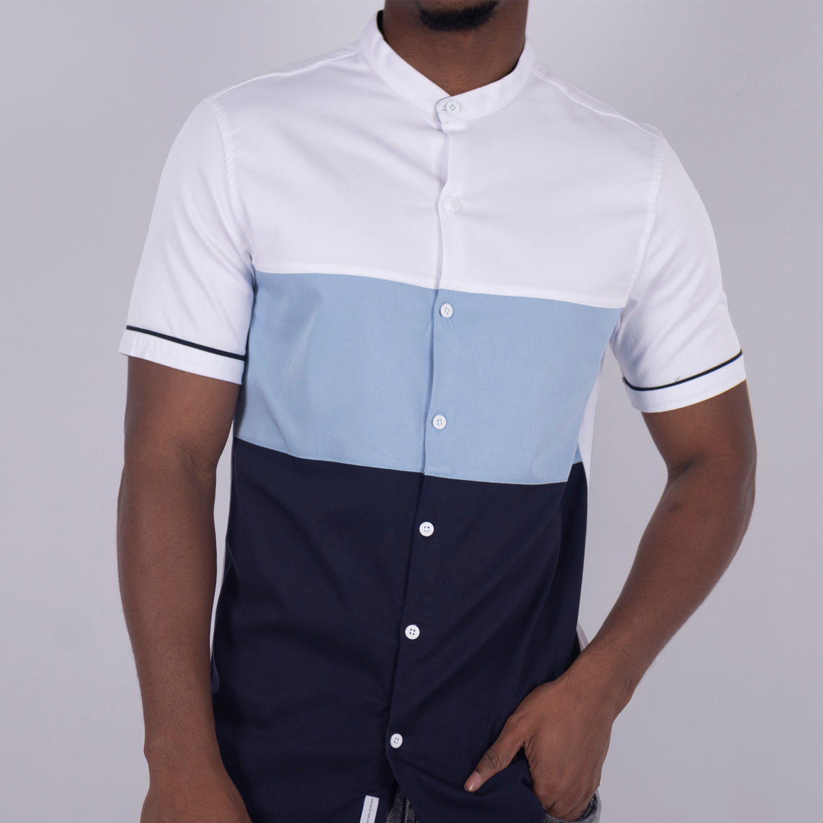 Camisa hombre corte azul