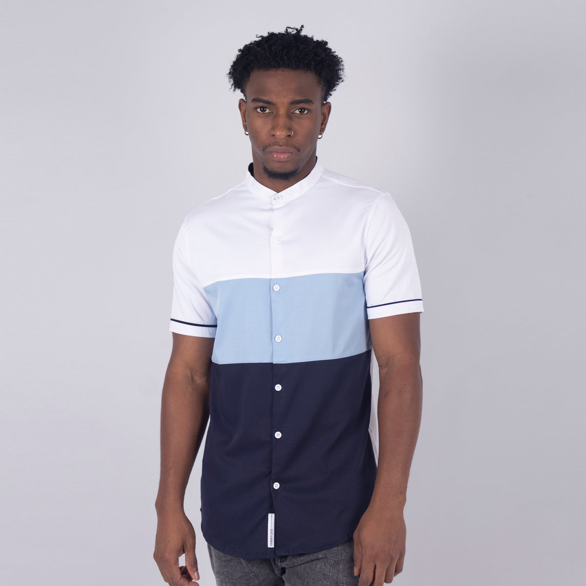 Camisa hombre corte azul