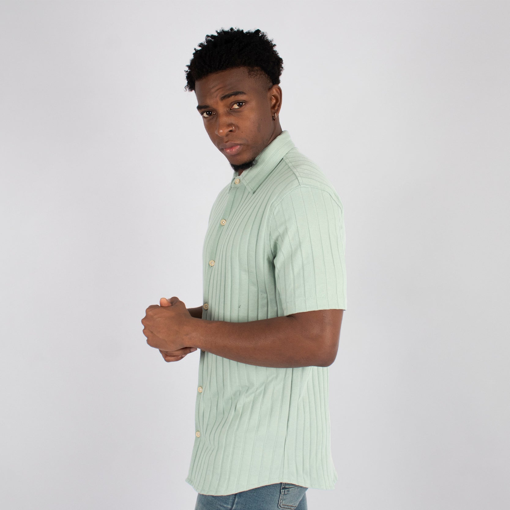Camisa hombre rib verde